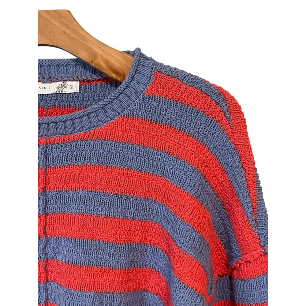 Altar'd State Cropped Striped Sweater Blue Orange Size Small - Picture 4 of 10